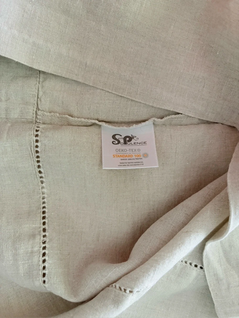Simple & Opulence 100% Linen KING Pillowcase Hand Hemstitch Neutral EUC